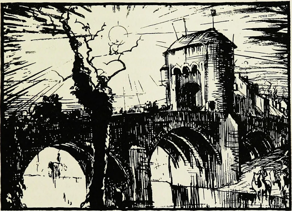 An illustration from A book of bridges, 1915, leaf 354