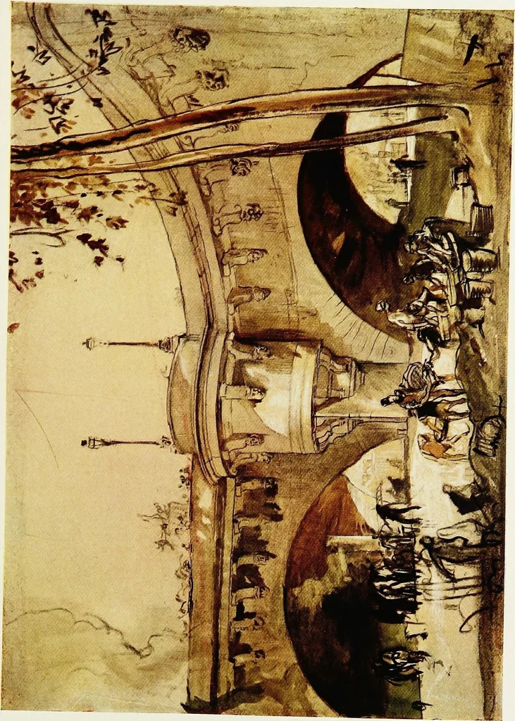 An illustration from A book of bridges, 1915, leaf 404