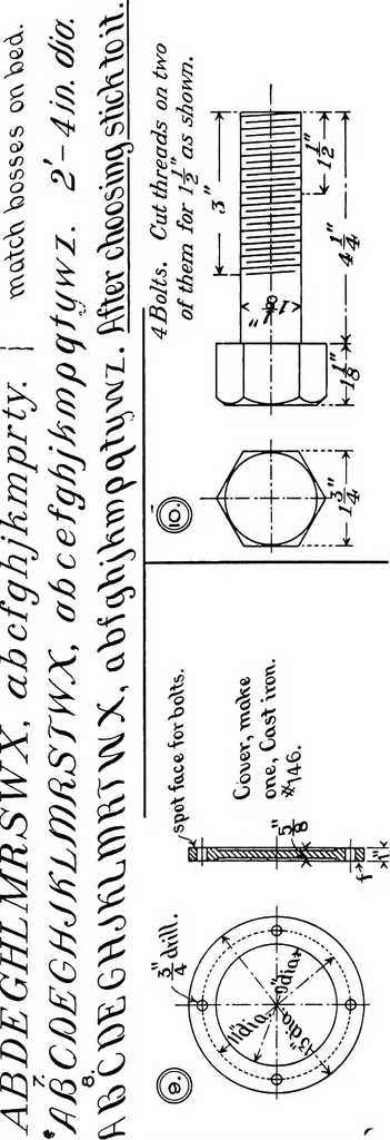 An illustration from Free-hand lettering. Being a treatise on plain lettering from the practical standpoint for use in engineering schools and colleges. By Victor T. Wilson.., 1903, leaf 130