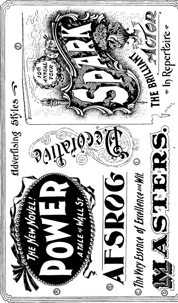 An illustration from Free-hand lettering. Being a treatise on plain lettering from the practical standpoint for use in engineering schools and colleges. By Victor T. Wilson.., 1903, leaf 152