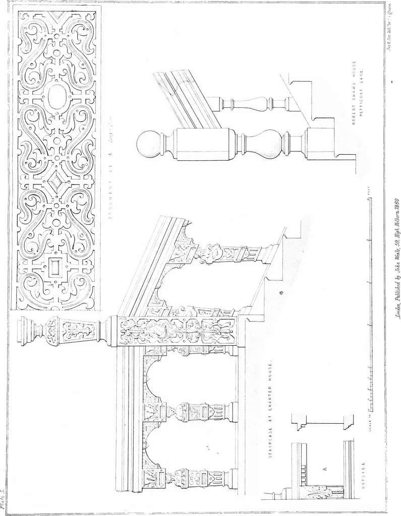 An illustration from Specimens of staircases and handrails of the age of Queen Elizabeth, 1860, leaf 16