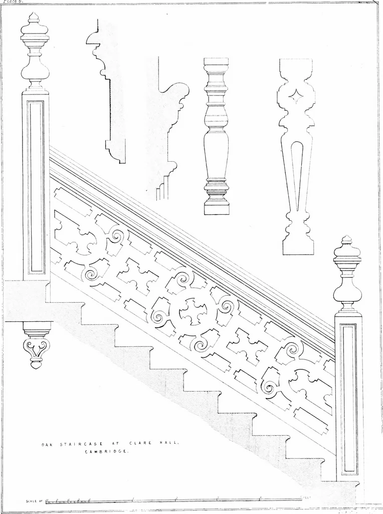 An illustration from Specimens of staircases and handrails of the age of Queen Elizabeth, 1860, leaf 18