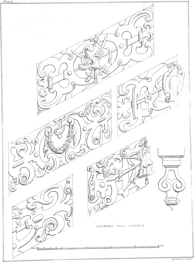 An illustration from Specimens of staircases and handrails of the age of Queen Elizabeth, 1860, leaf 22