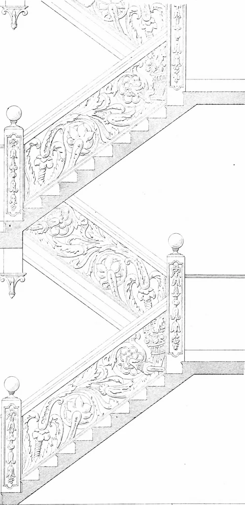 An illustration from Specimens of staircases and handrails of the age of Queen Elizabeth, 1860, leaf 26