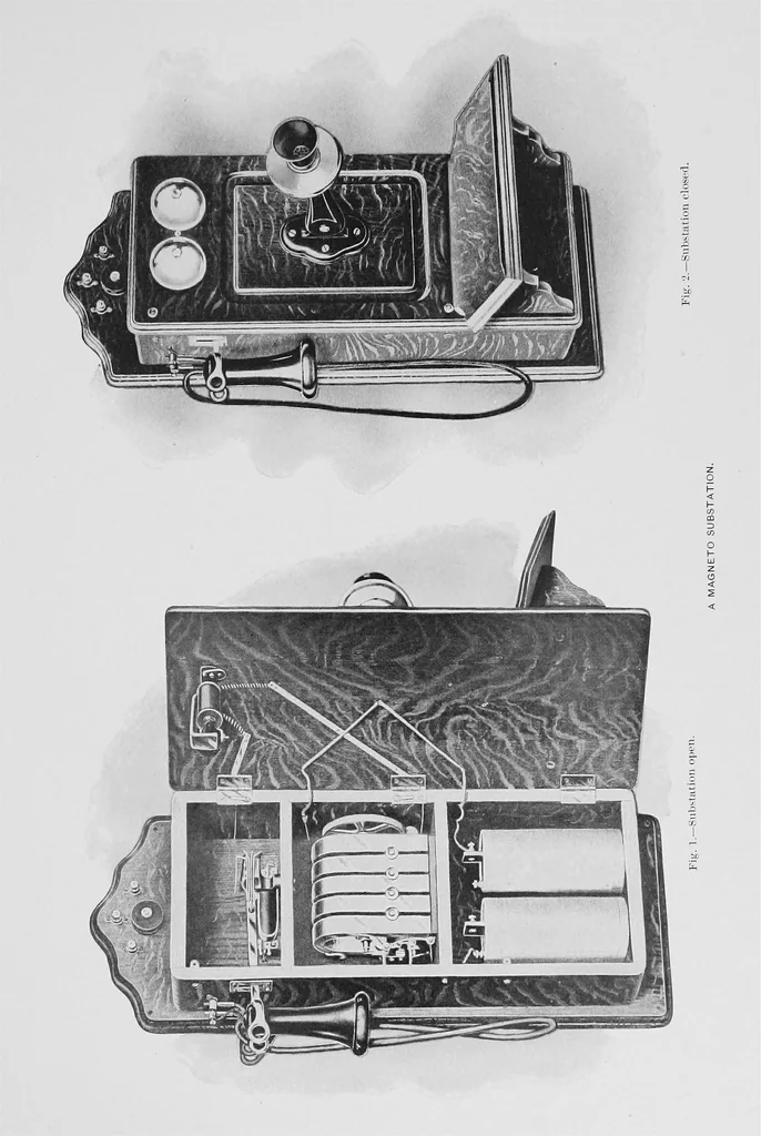 An illustration from Telephones and telegraphs: 1902 : [and Municipal electric fire alarm and police patrol systems], 1906, leaf 40
