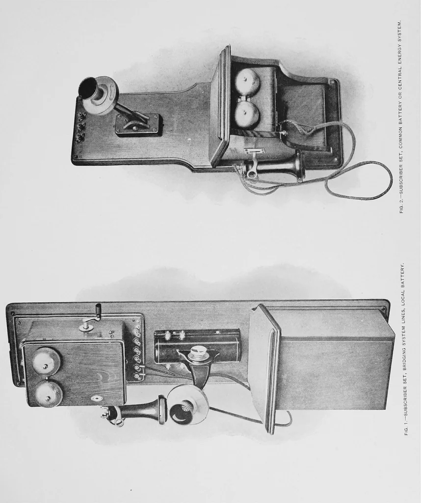 An illustration from Telephones and telegraphs: 1902 : [and Municipal electric fire alarm and police patrol systems], 1906, leaf 46