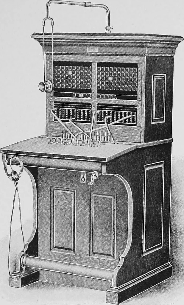 An illustration from Telephones and telegraphs: 1902 : [and Municipal electric fire alarm and police patrol systems], 1906, leaf 82
