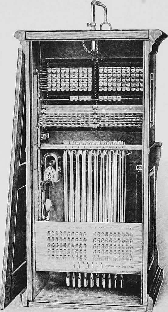 An illustration from Telephones and telegraphs: 1902 : [and Municipal electric fire alarm and police patrol systems], 1906, leaf 82