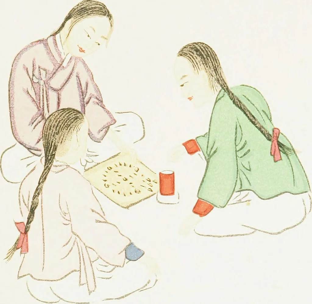 An illustration from Korean games : with notes on the corresponding games of China and Japan, 1895, leaf 136