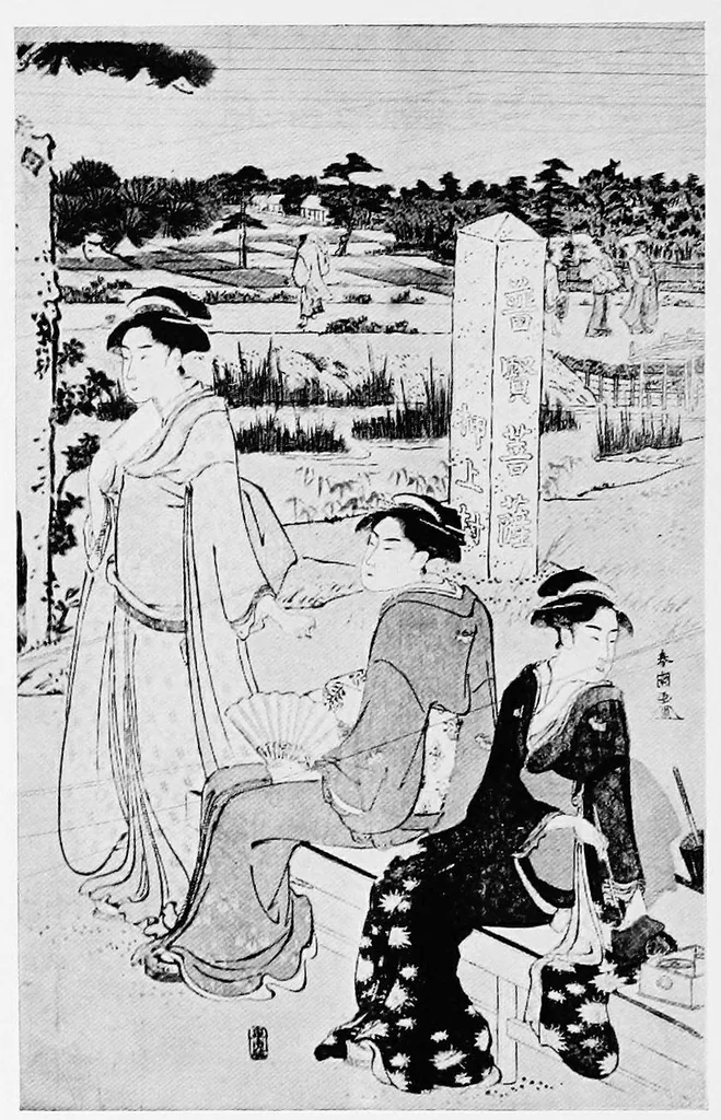 An illustration from Illustrated catalogue of an exceptionally important collection of rare and valuable Japanese color prints together with a few paintings of the Ukiyoe school : the property of Arthur Davison Ficke ... to be sold at unrestricted public sale at the American Art Galleries on the afternoons and evenings heretofore stated [i.e. Feb. 10-11, 1920], 1920, leaf 145