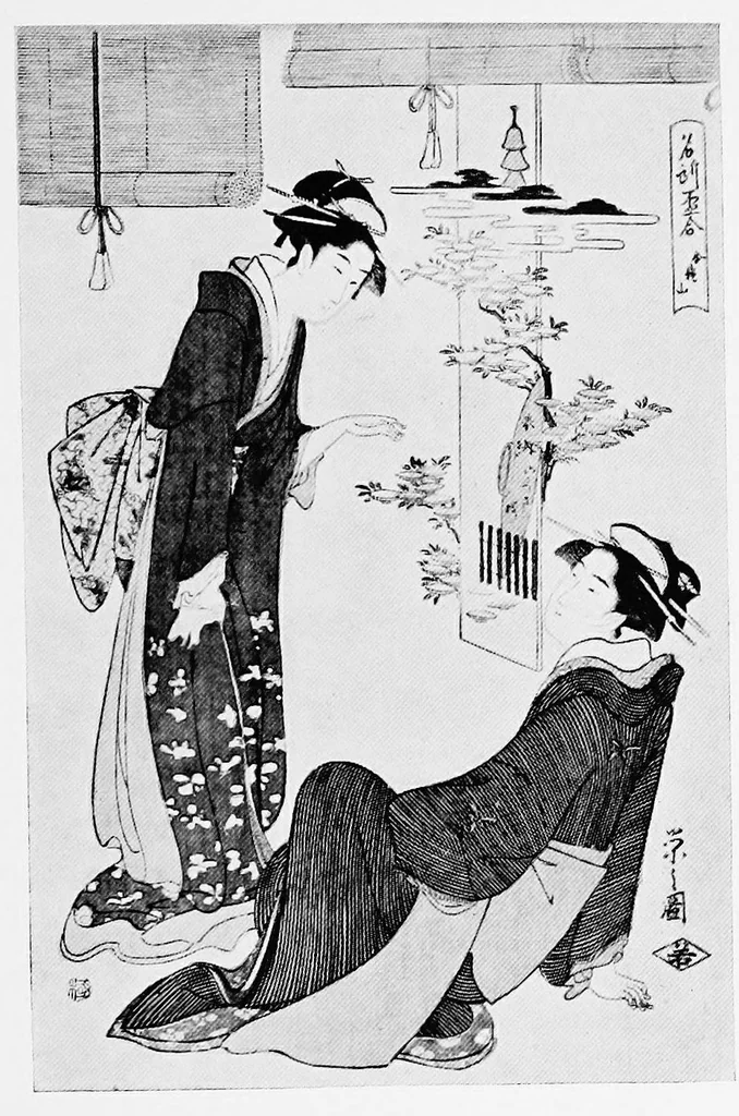 An illustration from Illustrated catalogue of an exceptionally important collection of rare and valuable Japanese color prints together with a few paintings of the Ukiyoe school : the property of Arthur Davison Ficke ... to be sold at unrestricted public sale at the American Art Galleries on the afternoons and evenings heretofore stated [i.e. Feb. 10-11, 1920], 1920, leaf 160