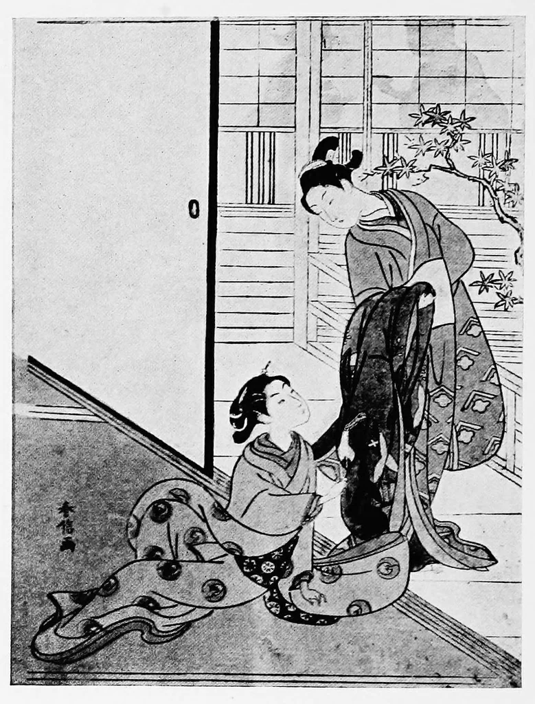 An illustration from Illustrated catalogue of an exceptionally important collection of rare and valuable Japanese color prints together with a few paintings of the Ukiyoe school : the property of Arthur Davison Ficke ... to be sold at unrestricted public sale at the American Art Galleries on the afternoons and evenings heretofore stated [i.e. Feb. 10-11, 1920], 1920, leaf 65