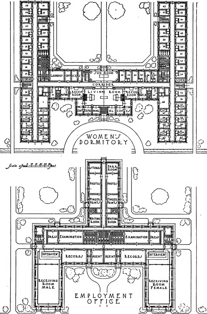 An illustration from Industrial housing, 1920, leaf 54