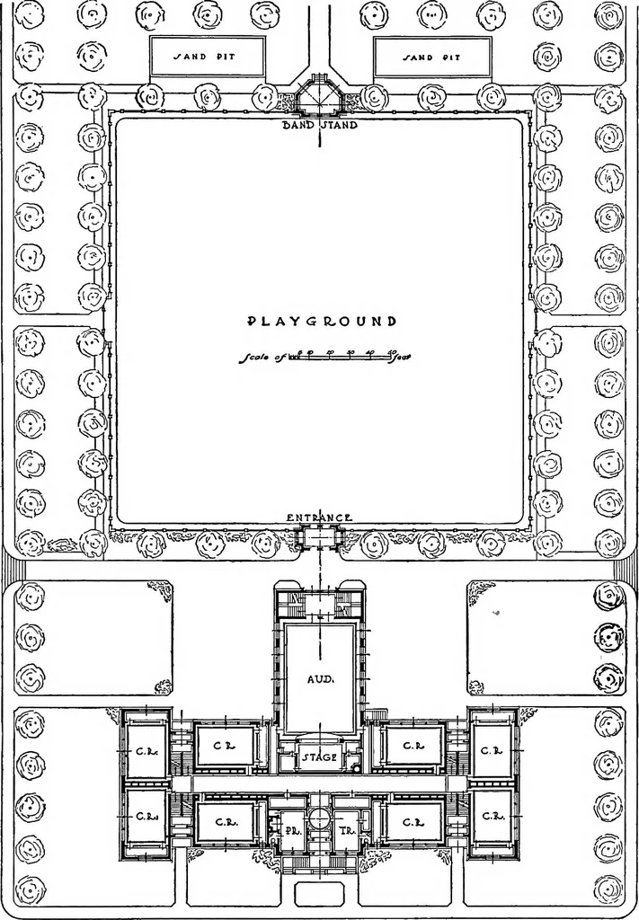 An illustration from Industrial housing, 1920, leaf 74