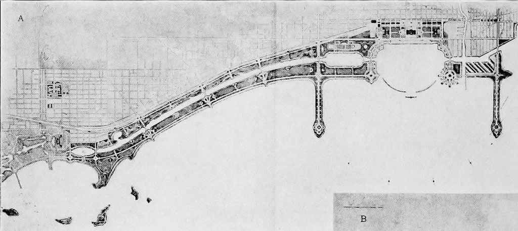 An illustration from Wacker's manual of the plan of Chicago; municipal economy, 1911, leaf 137