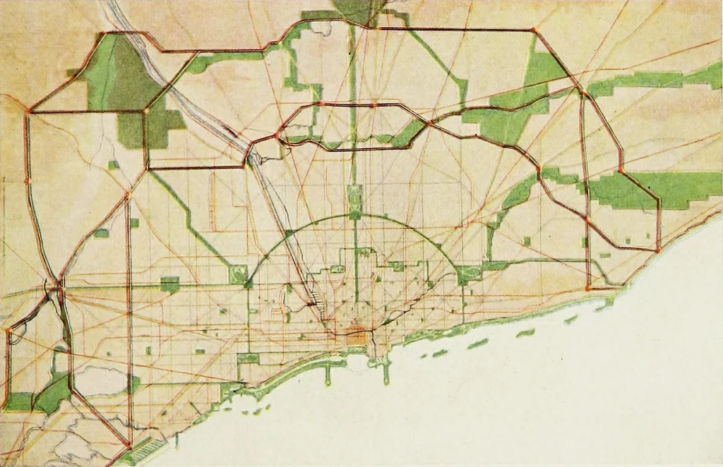 An illustration from Wacker's manual of the plan of Chicago; municipal economy, 1911, leaf 92