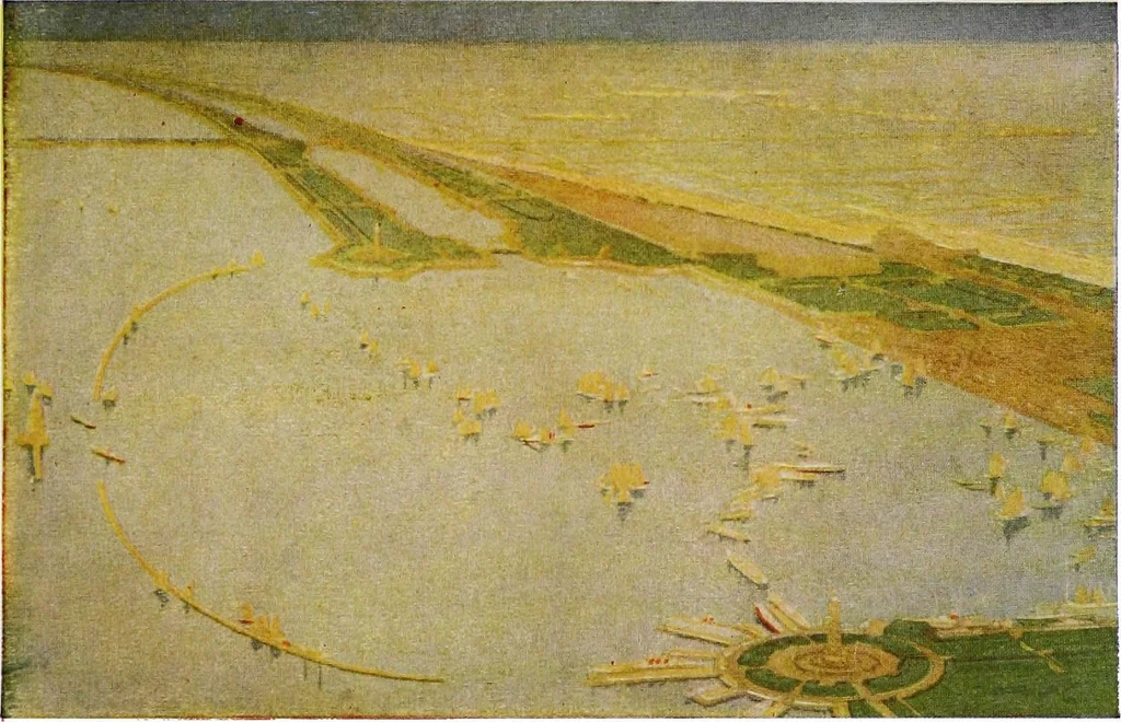 An illustration from Wacker's manual of the plan of Chicago: municipal economy. Especially prepared for study in the schools of Chicago., auspices of the Chicago Plan Commission .., 1920, leaf 131
