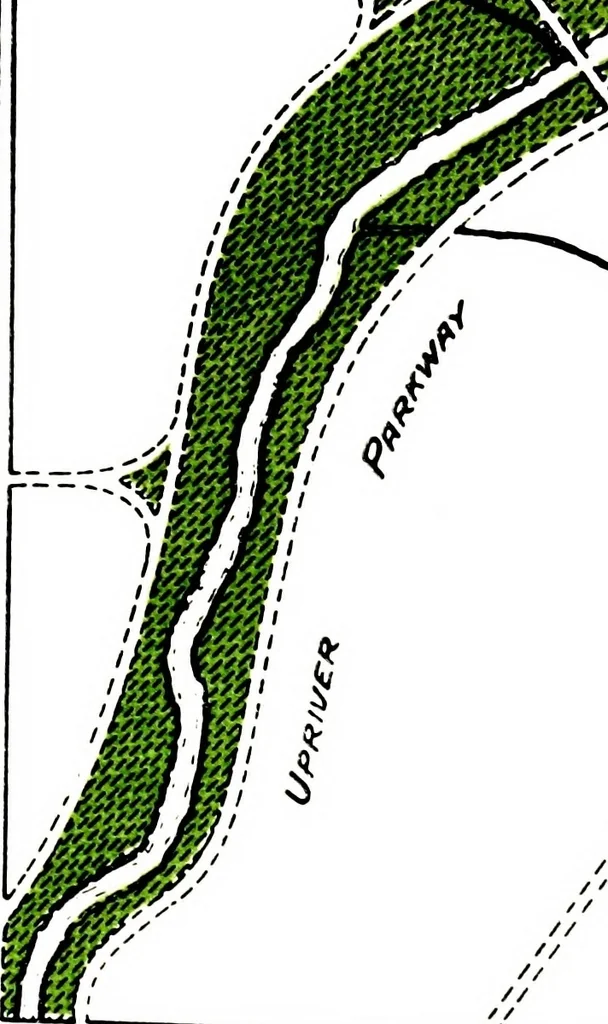 An illustration from The city plan of Flint, Michigan, including the reports of John Nolen, city planner, and Bion J. Arnold, transportation engineer, as approved by the City planning board and accepted by the Common council. George C. Kellar, mayor. Frank D. King, city clerk, 1920, leaf 116