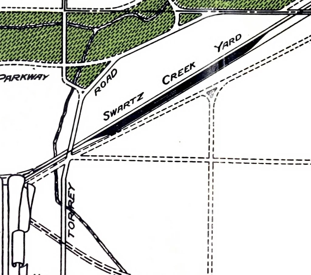 An illustration from The city plan of Flint, Michigan, including the reports of John Nolen, city planner, and Bion J. Arnold, transportation engineer, as approved by the City planning board and accepted by the Common council. George C. Kellar, mayor. Frank D. King, city clerk, 1920, leaf 121