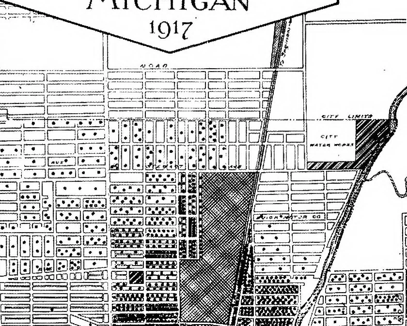 An illustration from The city plan of Flint, Michigan, including the reports of John Nolen, city planner, and Bion J. Arnold, transportation engineer, as approved by the City planning board and accepted by the Common council. George C. Kellar, mayor. Frank D. King, city clerk, 1920, leaf 28