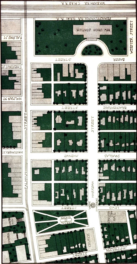 An illustration from Report of Charles Mulford Robinson for Fort Wayne Civic Improvement Association, 1910, leaf 56