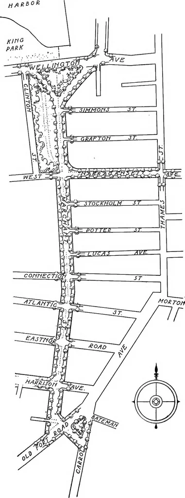 An illustration from Proposed improvements for Newport;, 1913, leaf 50