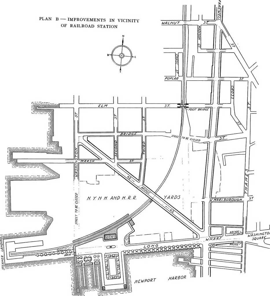 An illustration from Proposed improvements for Newport;, 1913, leaf 52