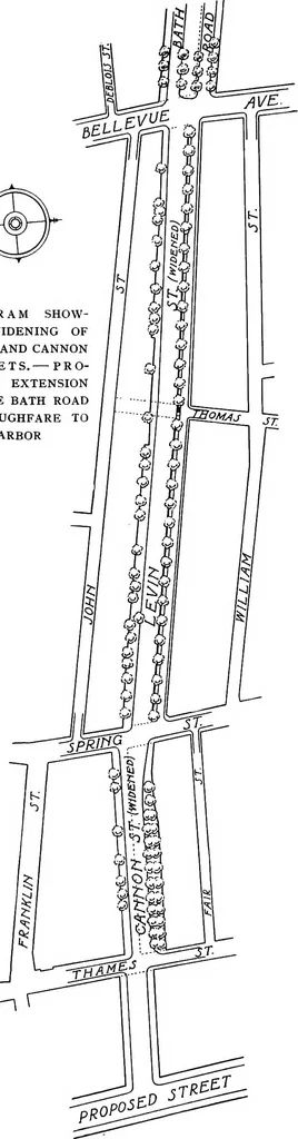 An illustration from Proposed improvements for Newport;, 1913, leaf 66