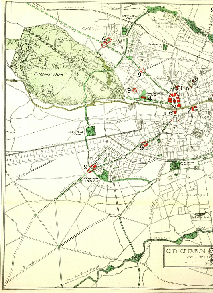 An illustration from Dublin of the future : the new town plan, being the scheme awarded teh first prize in the international competition, 1922, leaf 146