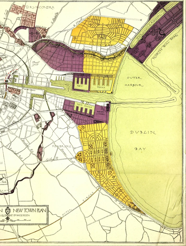 An illustration from Dublin of the future : the new town plan, being the scheme awarded teh first prize in the international competition, 1922, leaf 84