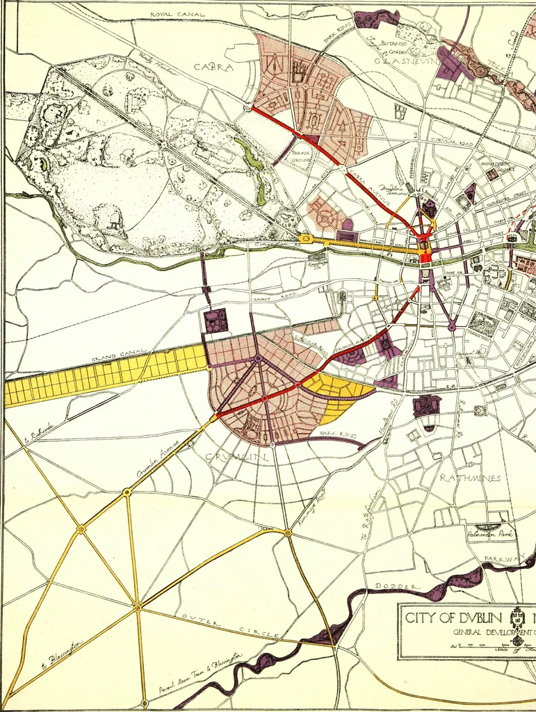 An illustration from Dublin of the future : the new town plan, being the scheme awarded teh first prize in the international competition, 1922, leaf 85