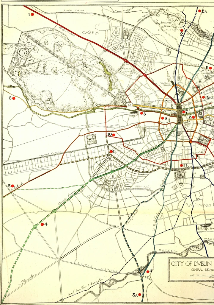 An illustration from Dublin of the future : the new town plan, being the scheme awarded teh first prize in the international competition, 1922, leaf 86