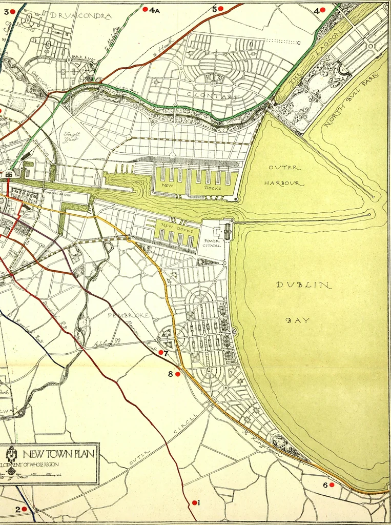 An illustration from Dublin of the future : the new town plan, being the scheme awarded teh first prize in the international competition, 1922, leaf 87
