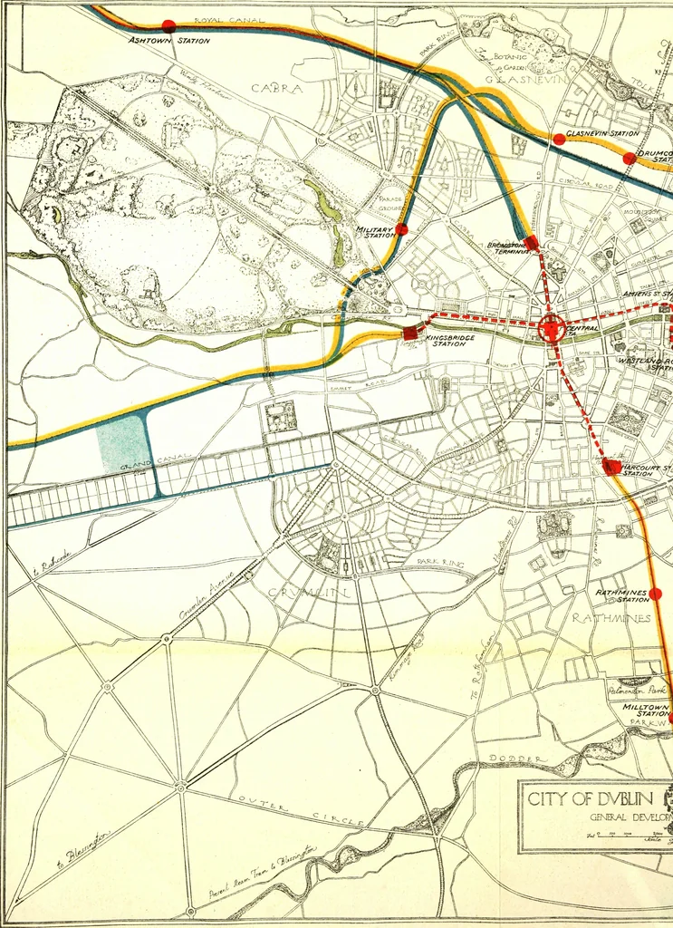 An illustration from Dublin of the future : the new town plan, being the scheme awarded teh first prize in the international competition, 1922, leaf 88