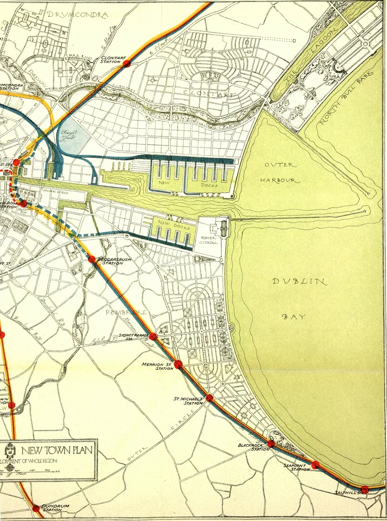 An illustration from Dublin of the future : the new town plan, being the scheme awarded teh first prize in the international competition, 1922, leaf 89
