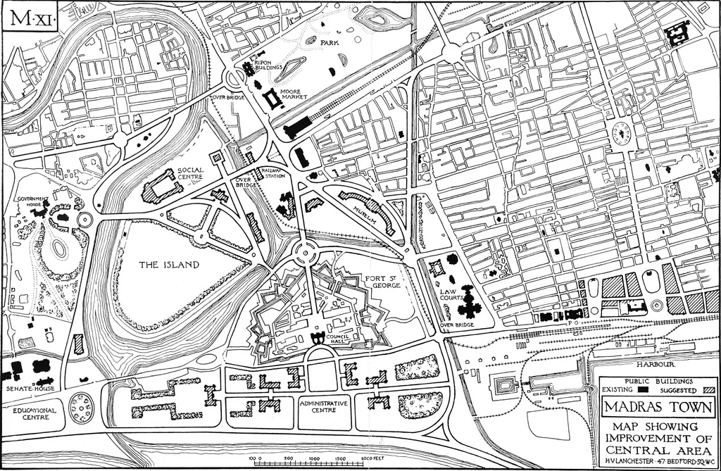 An illustration from Town planning in Madras : a review of the conditions and requirements of city improvement and development in the Madras Presidency, 1918, leaf 116