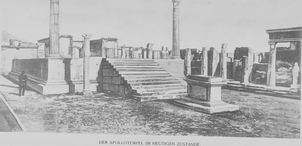 An illustration from Pompei past and present; its principal monuments as they are and as they used to be, reproduced and restored from photographs and original sketches, 1905, leaf 12
