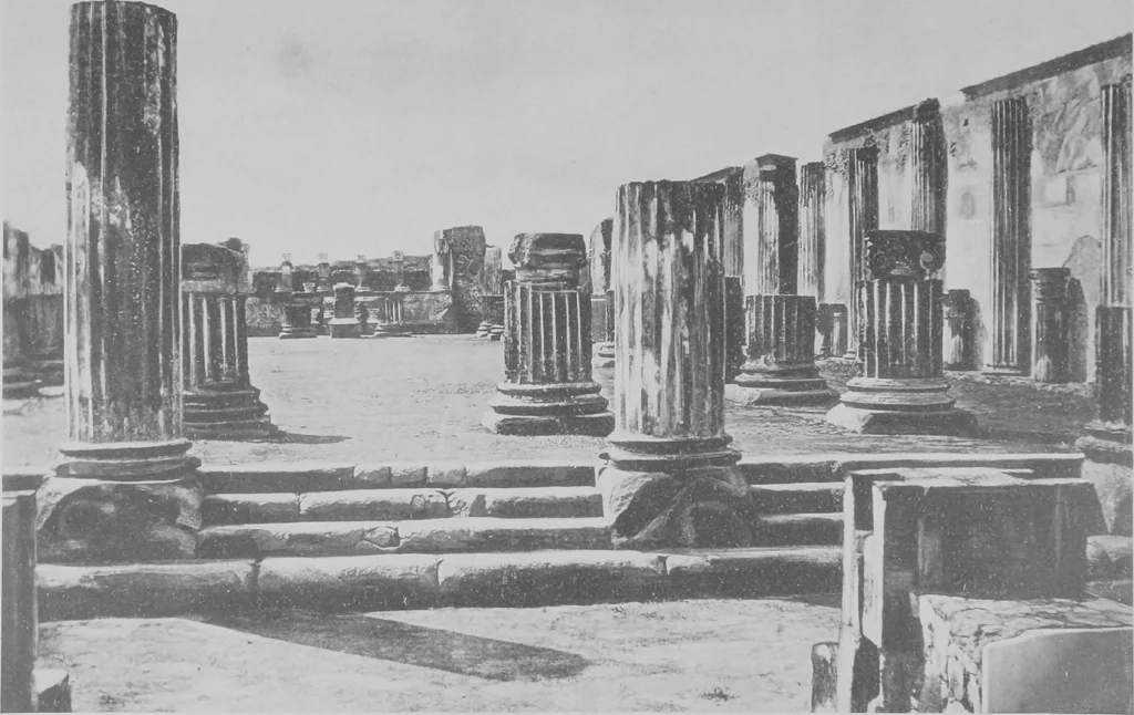 An illustration from Pompei past and present; its principal monuments as they are and as they used to be, reproduced and restored from photographs and original sketches, 1905, leaf 14