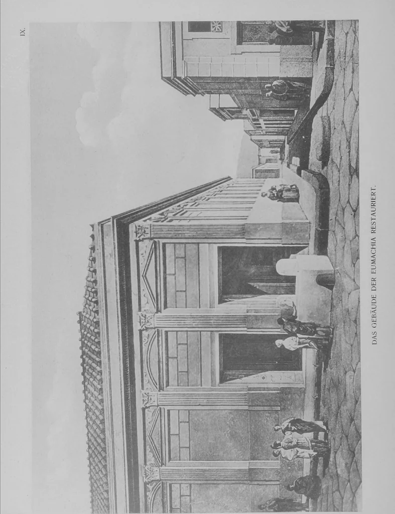 An illustration from Pompei past and present; its principal monuments as they are and as they used to be, reproduced and restored from photographs and original sketches, 1905, leaf 17