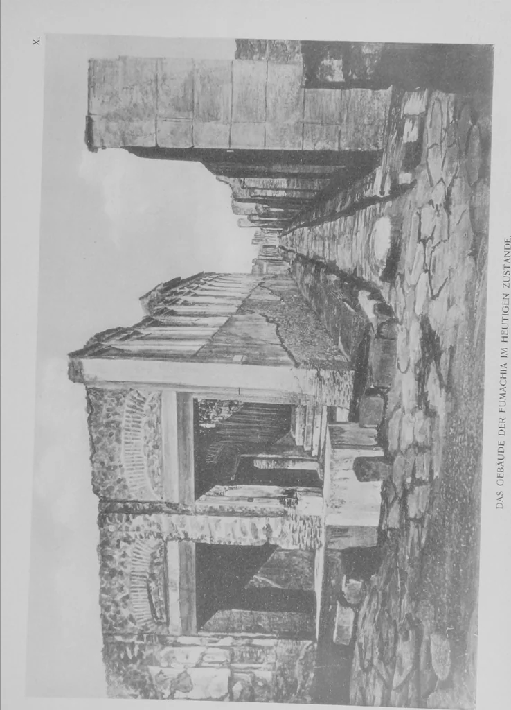 An illustration from Pompei past and present; its principal monuments as they are and as they used to be, reproduced and restored from photographs and original sketches, 1905, leaf 18