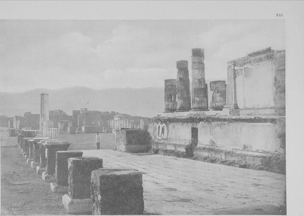 An illustration from Pompei past and present; its principal monuments as they are and as they used to be, reproduced and restored from photographs and original sketches, 1905, leaf 24