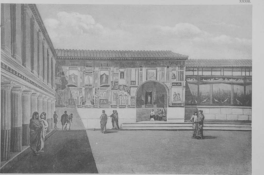 An illustration from Pompei past and present; its principal monuments as they are and as they used to be, reproduced and restored from photographs and original sketches, 1905, leaf 41