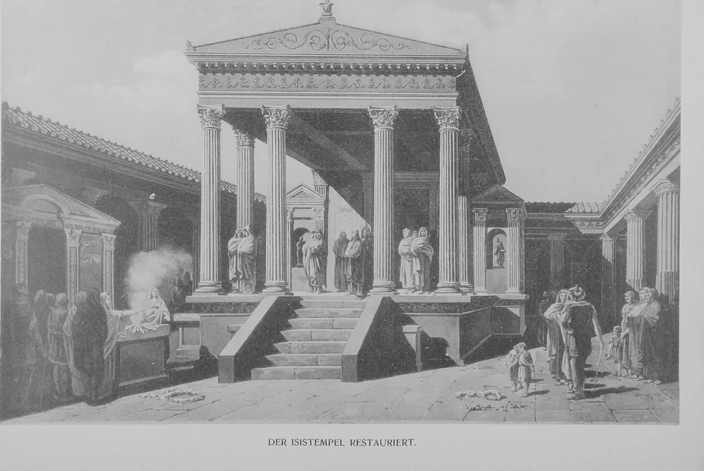 An illustration from Pompei past and present; its principal monuments as they are and as they used to be, reproduced and restored from photographs and original sketches, 1905, leaf 49
