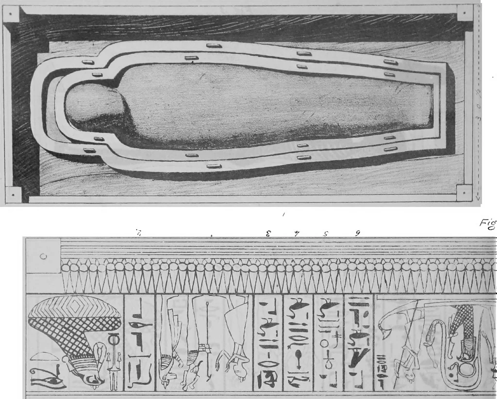 An illustration from The triple mummy case of Aroeri-Ao, an Egyptian priest, in Dr. Lee's museum at Hartwell house, Buckinghamshire, 1858, leaf 33