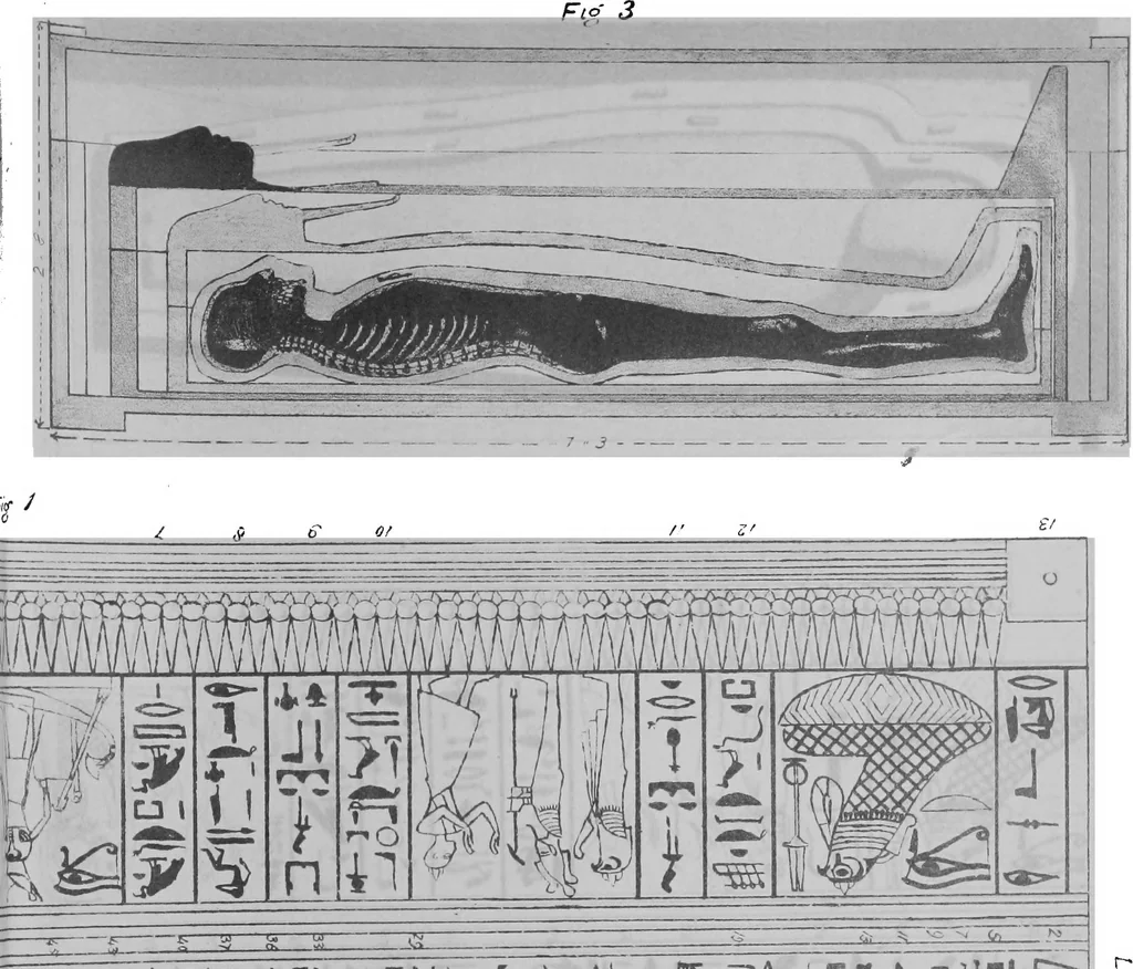 An illustration from The triple mummy case of Aroeri-Ao, an Egyptian priest, in Dr. Lee's museum at Hartwell house, Buckinghamshire, 1858, leaf 34