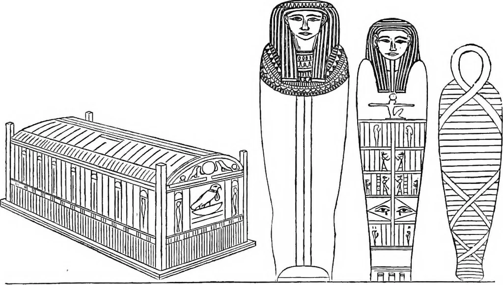 An illustration from The triple mummy case of Aroeri-Ao, an Egyptian priest, in Dr. Lee's museum at Hartwell house, Buckinghamshire, 1858, leaf 4