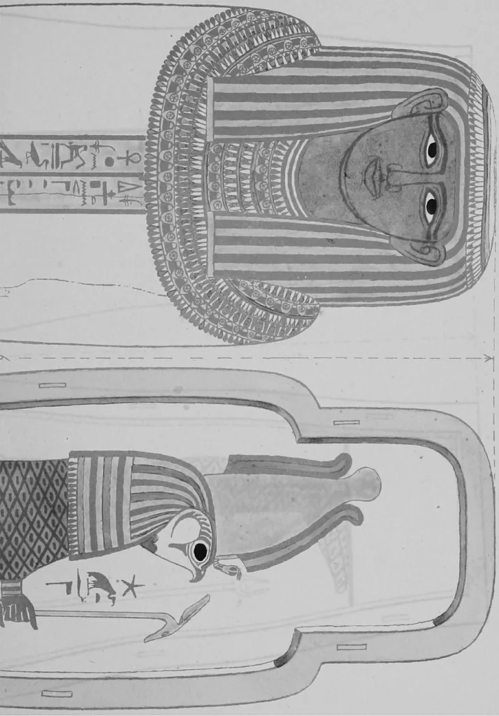An illustration from The triple mummy case of Aroeri-Ao, an Egyptian priest, in Dr. Lee's museum at Hartwell house, Buckinghamshire, 1858, leaf 46