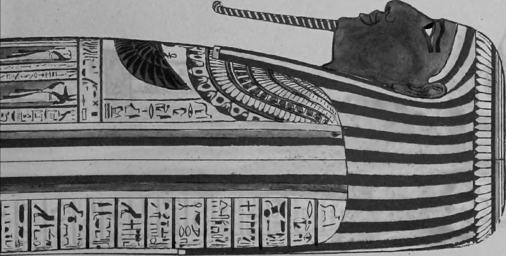 An illustration from The triple mummy case of Aroeri-Ao, an Egyptian priest, in Dr. Lee's museum at Hartwell house, Buckinghamshire, 1858, leaf 58