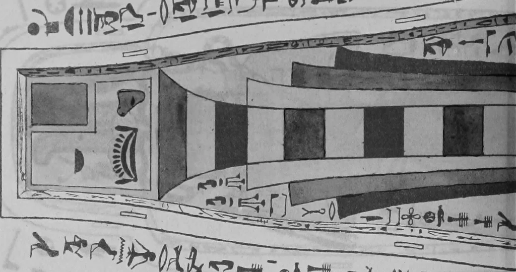 An illustration from The triple mummy case of Aroeri-Ao, an Egyptian priest, in Dr. Lee's museum at Hartwell house, Buckinghamshire, 1858, leaf 61
