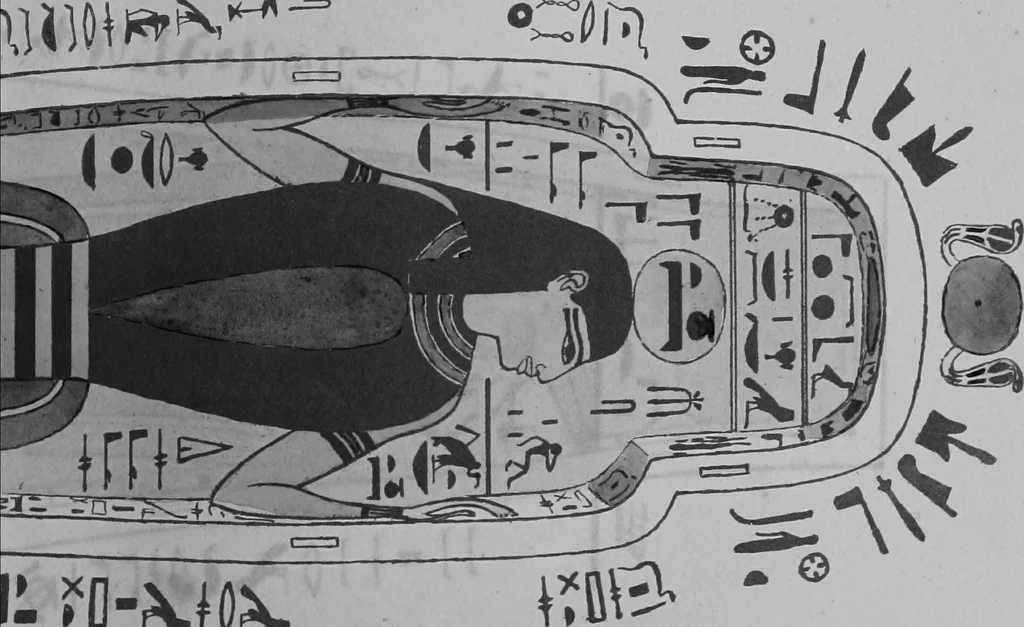 An illustration from The triple mummy case of Aroeri-Ao, an Egyptian priest, in Dr. Lee's museum at Hartwell house, Buckinghamshire, 1858, leaf 62